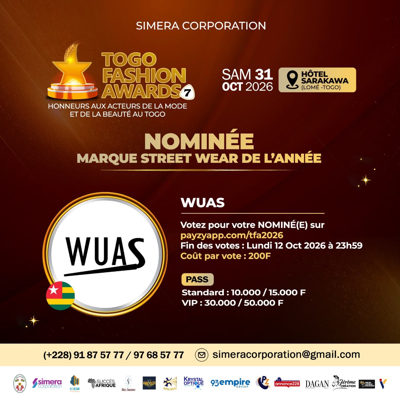 WUAS nominée aux TOGO FASHION AWARDS 2026 - Image 2